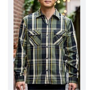 Indigofera Webster Check Flannel Button Down Shirt Size S